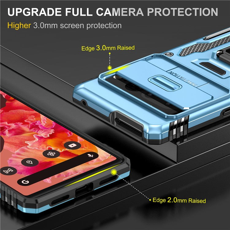 Armor Series For Google Pixel 9 Pro XL Case PC+TPU Kickstand Phone Cover with Camshield - Baby Blue