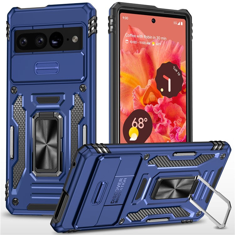 Armor Series For Google Pixel 9 Pro XL Case PC+TPU Kickstand Phone Cover with Camshield - Navy Blue