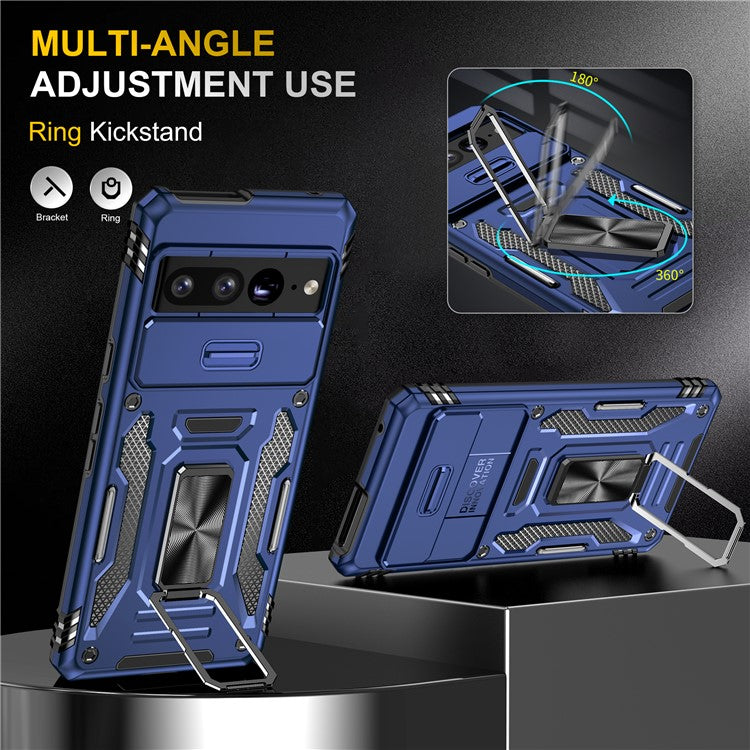 Armor Series For Google Pixel 9 Pro XL Case PC+TPU Kickstand Phone Cover with Camshield - Navy Blue