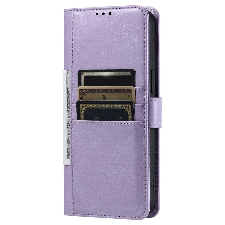 013 Style For iPhone 16 Pro Case PU Leather Anti-fall Phone Cover with 6 Card Slots - Purple