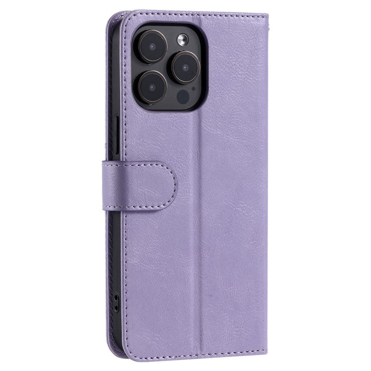013 Style For iPhone 16 Pro Case PU Leather Anti-fall Phone Cover with 6 Card Slots - Purple