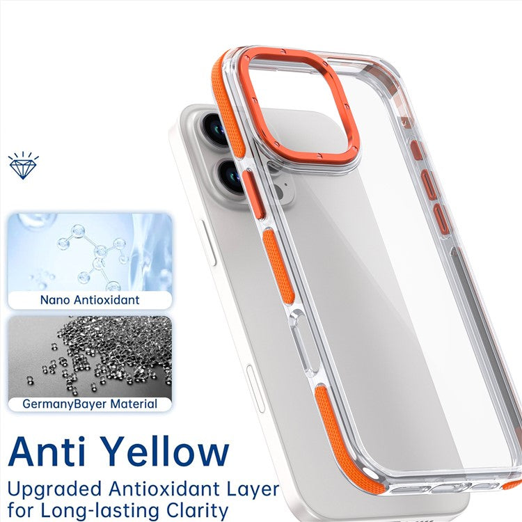 For iPhone 16 Pro Case Anti-Drop Dual Color PC+TPU Transparent Phone Cover - Red