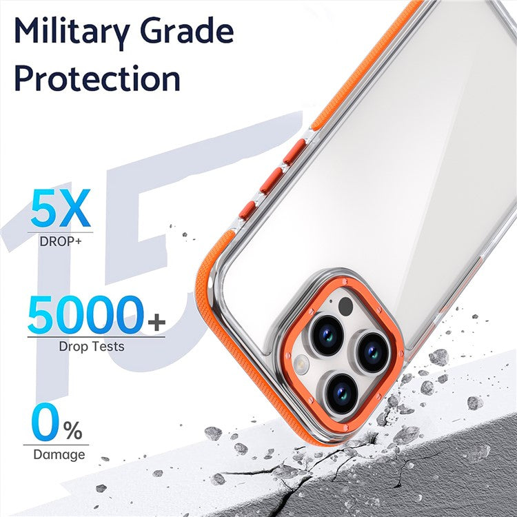 For iPhone 16 Pro Case Anti-Drop Dual Color PC+TPU Transparent Phone Cover - Red