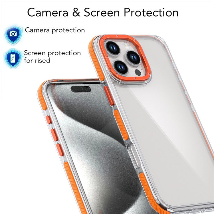 For iPhone 16 Pro Case Anti-Drop Dual Color PC+TPU Transparent Phone Cover - Orange