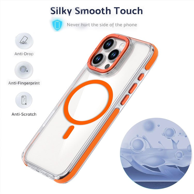 For iPhone 16 Pro Case Anti-Drop Dual Color PC+TPU Transparent Phone Cover Compatible with MagSafe - White