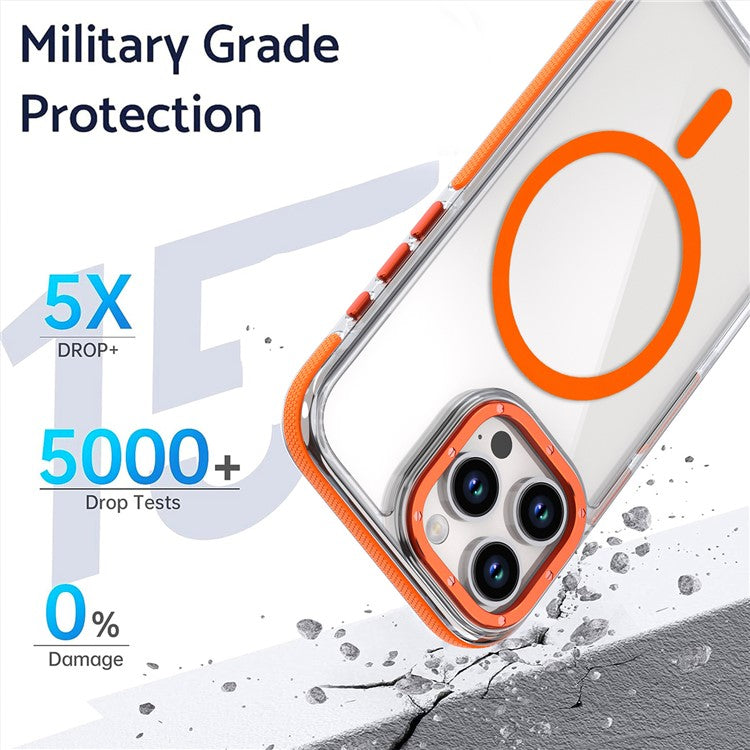 For iPhone 16 Pro Case Anti-Drop Dual Color PC+TPU Transparent Phone Cover Compatible with MagSafe - White