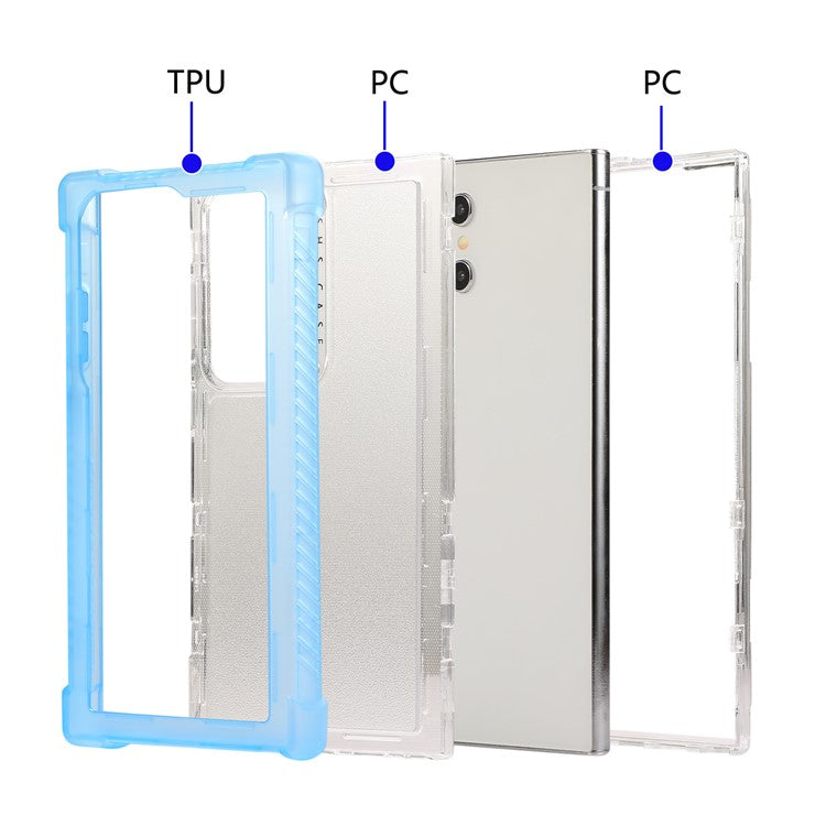 For Samsung Galaxy S24 Ultra Case TPU+PC 3-in-1 Protective Matte Phone Cover - Orange