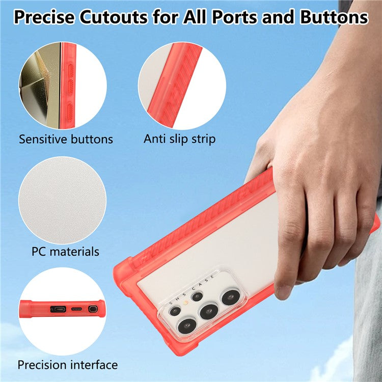 For Samsung Galaxy S24 Ultra Case TPU+PC 3-in-1 Protective Matte Phone Cover - Orange