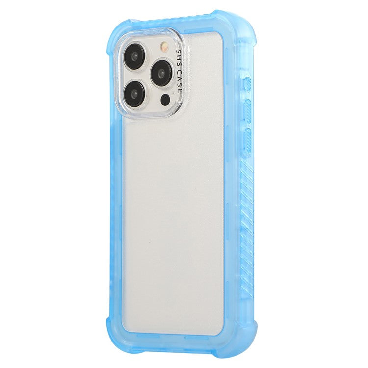 For iPhone 16 Pro Case TPU+PC 3-in-1 Matte Phone Cover Reinforced Corners - Blue