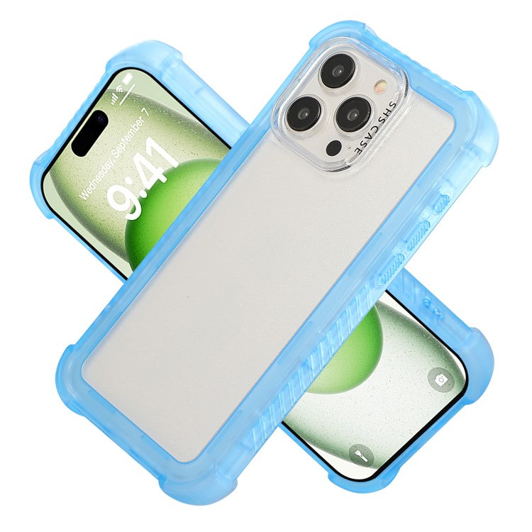For iPhone 16 Pro Case TPU+PC 3-in-1 Matte Phone Cover Reinforced Corners - Blue
