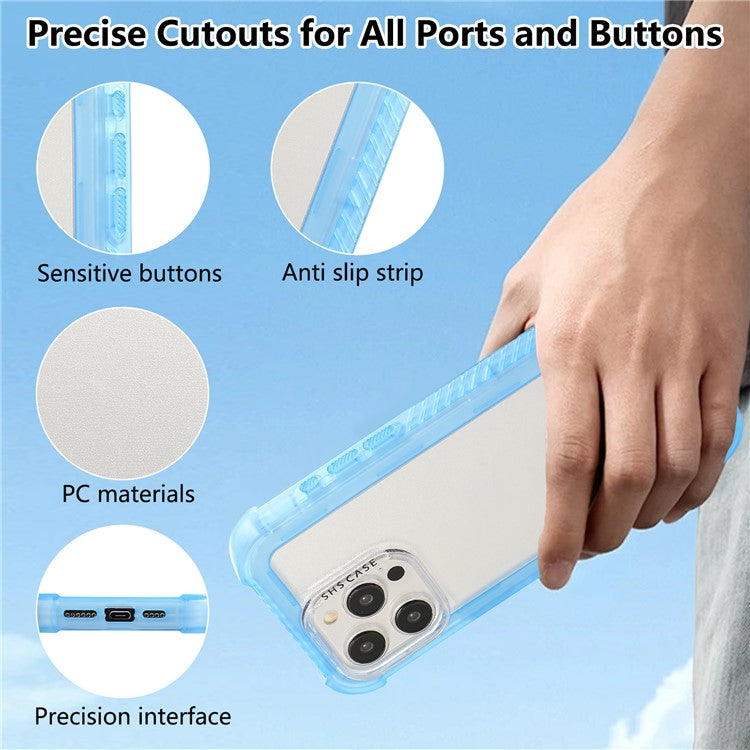 For iPhone 16 Pro Case TPU+PC 3-in-1 Matte Phone Cover Reinforced Corners - Blue