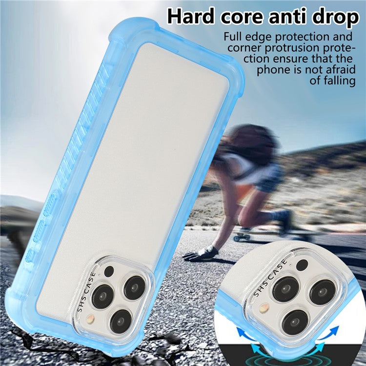 For iPhone 16 Pro Case TPU+PC 3-in-1 Matte Phone Cover Reinforced Corners - Blue