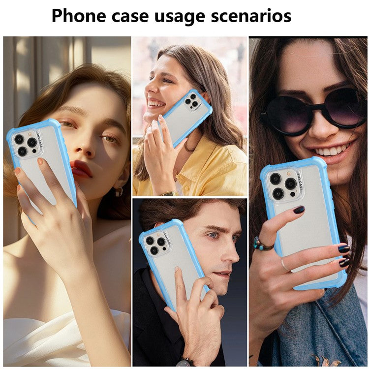 For iPhone 16 Pro Case TPU+PC 3-in-1 Matte Phone Cover Reinforced Corners - Blue