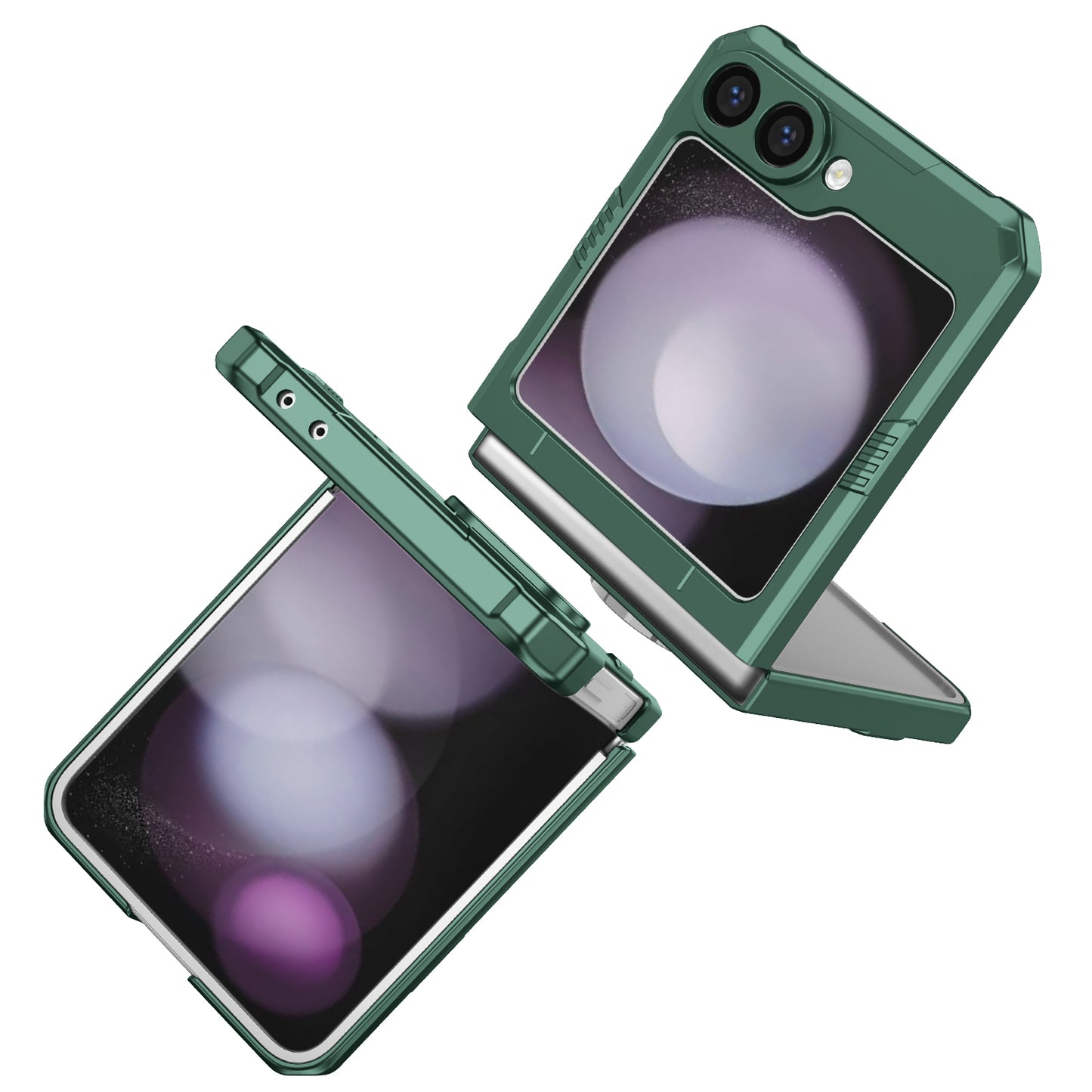 For Samsung Galaxy Z Flip6 5G Case Ring Kickstand Hard PC Shockproof Phone Cover - Green