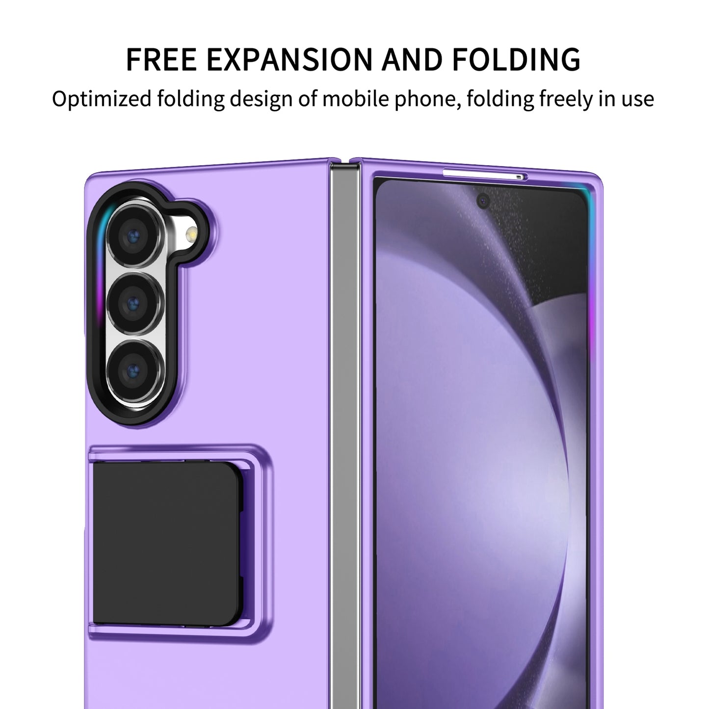 For Samsung Galaxy Z Fold6 5G Case Hidden Kickstand Hard PC Phone Cover - Purple