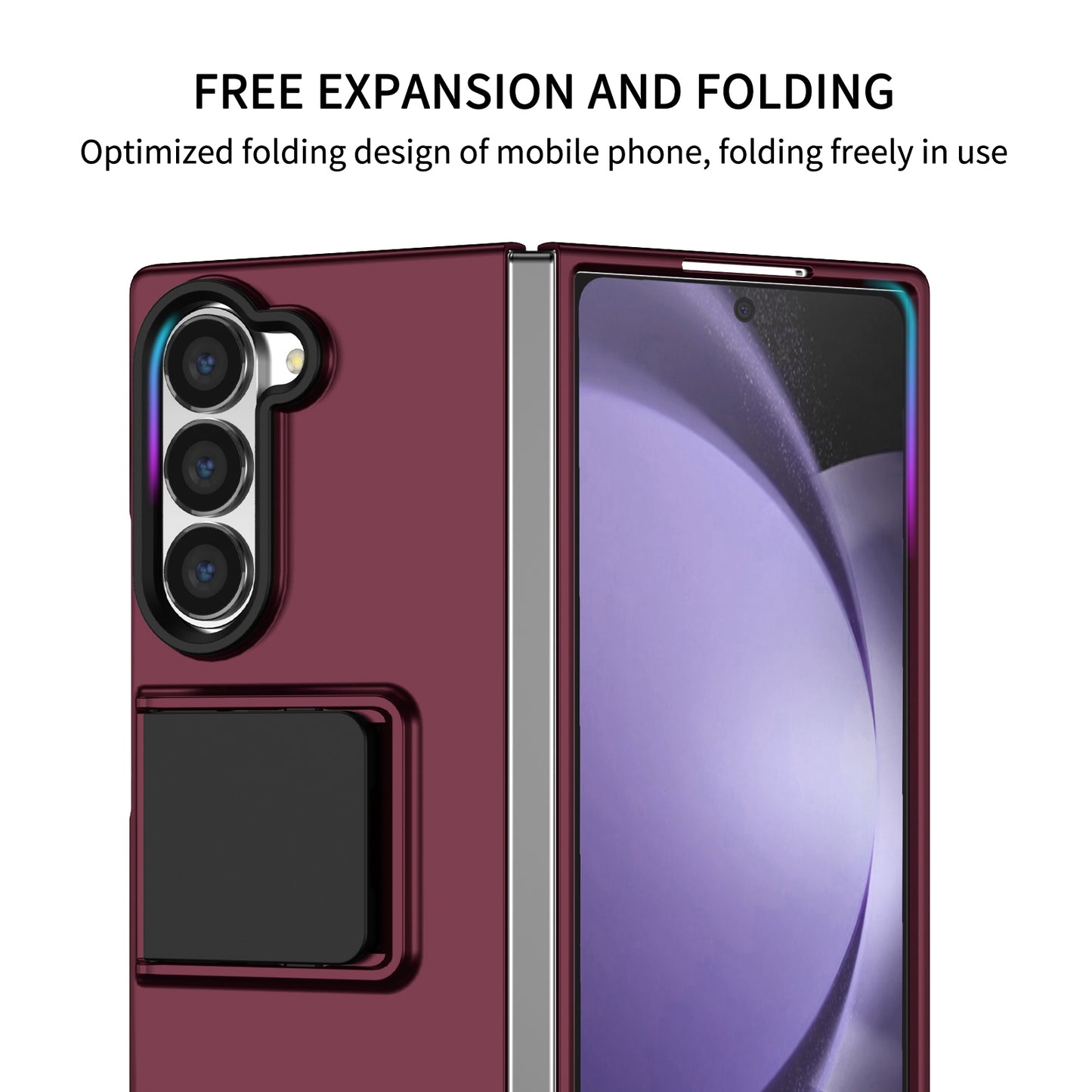 For Samsung Galaxy Z Fold6 5G Case Hidden Kickstand Hard PC Phone Cover - Wine Red
