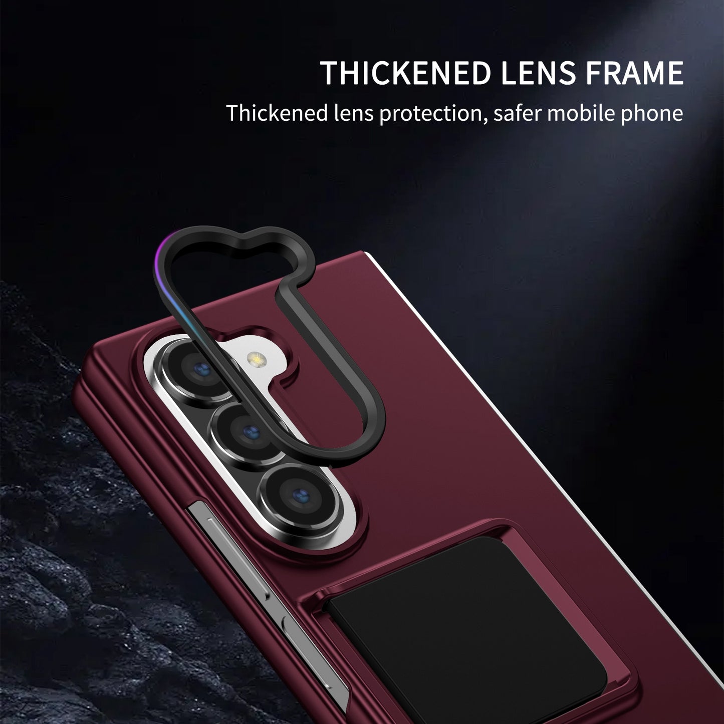 For Samsung Galaxy Z Fold6 5G Case Hidden Kickstand Hard PC Phone Cover - Wine Red