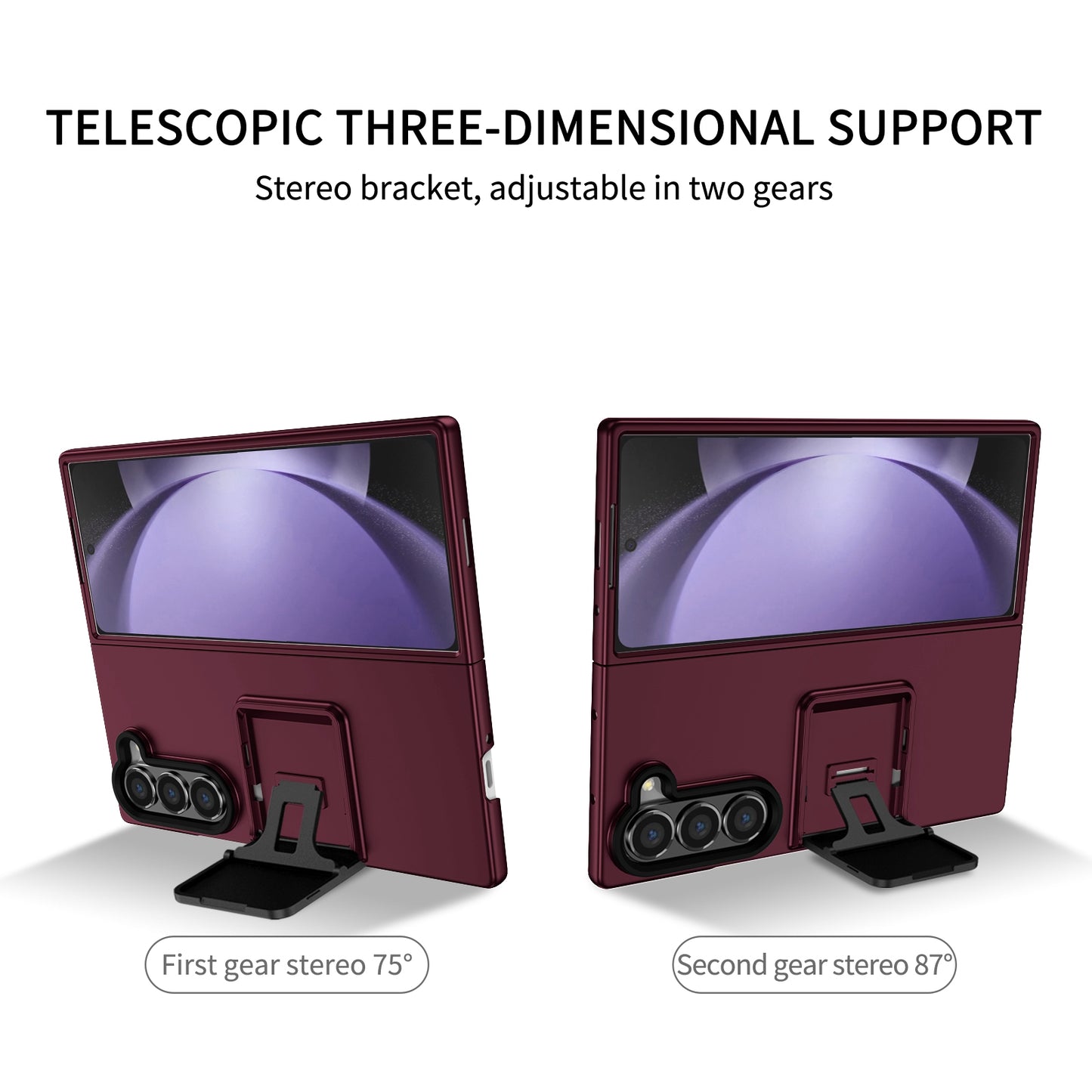 For Samsung Galaxy Z Fold6 5G Case Hidden Kickstand Hard PC Phone Cover - Wine Red