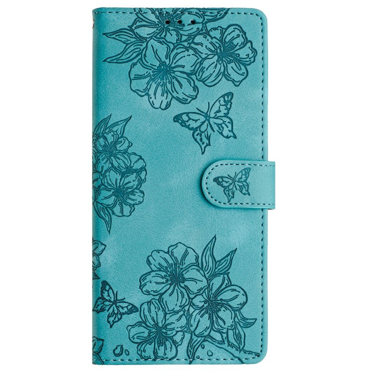 For Google Pixel 9 Case Butterfly Flower Design Skin-touch Leather Wallet Phone Cover - Green