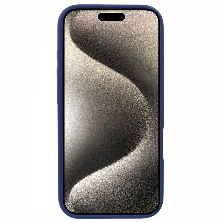 For iPhone 16 Case Built-In Kickstand PC+TPU Phone Cover Rotate Ring Holder - Blue