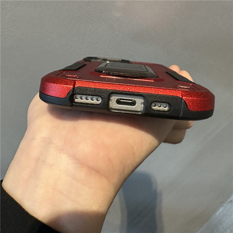 For iPhone 16 Kickstand Case Anti-Drop PC+TPU Phone Cover - Army Green