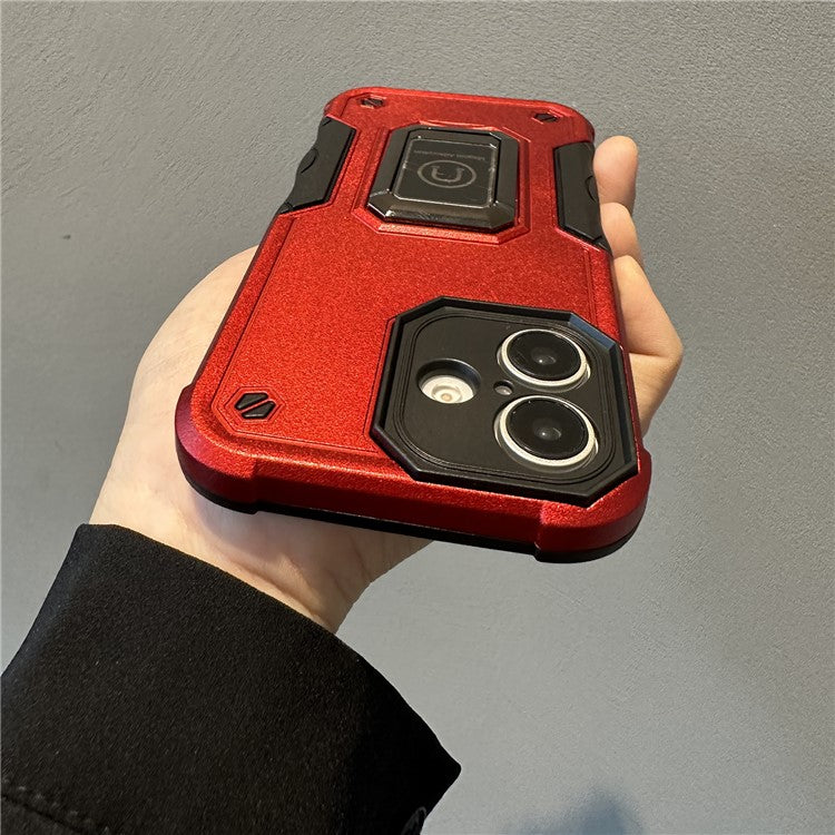 For iPhone 16 Kickstand Case Anti-Drop PC+TPU Phone Cover - Army Green