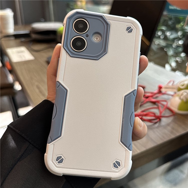 For iPhone 16 Case PC+TPU Protective Phone Cover - White