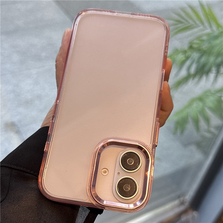 For iPhone 16 Plus Case Shockproof PC+TPU Hybrid Phone Cover - Pink