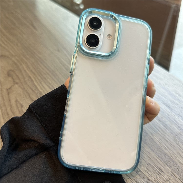 For iPhone 16 Case Scratch-Resistant PC+TPU Hybrid Phone Cover - Blue