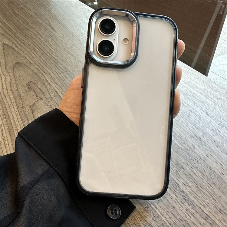 For iPhone 16 Case Scratch-Resistant PC+TPU Hybrid Phone Cover - Black