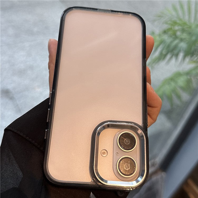 For iPhone 16 Case Scratch-Resistant PC+TPU Hybrid Phone Cover - Black