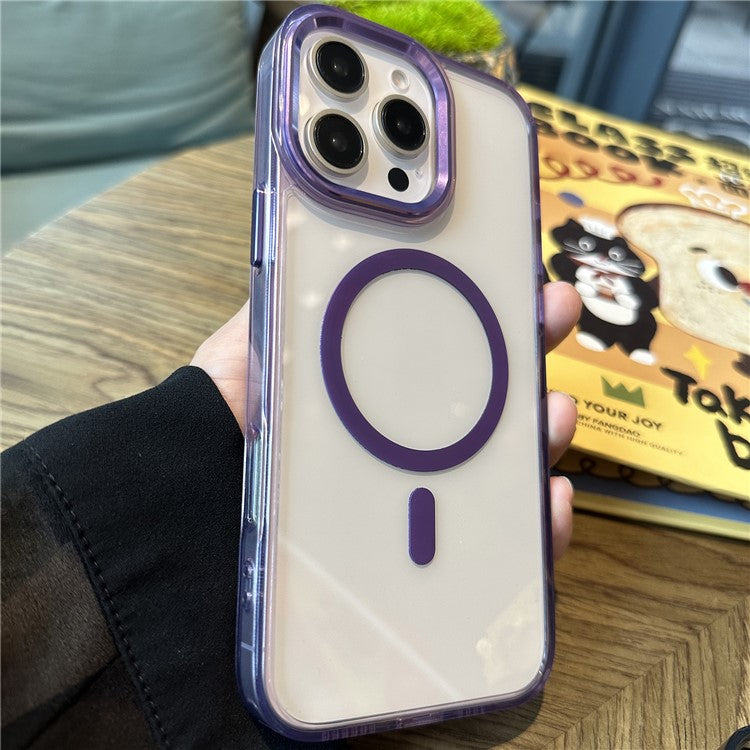For iPhone 16 Pro Case Compatible with MagSafe PC+TPU Shockproof Phone Cover - Purple