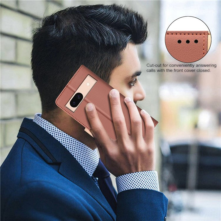 BINFEN COLOR BF33 For Google Pixel 8a Case RFID Blocking PU Leather Flip Phone Cover - Brown