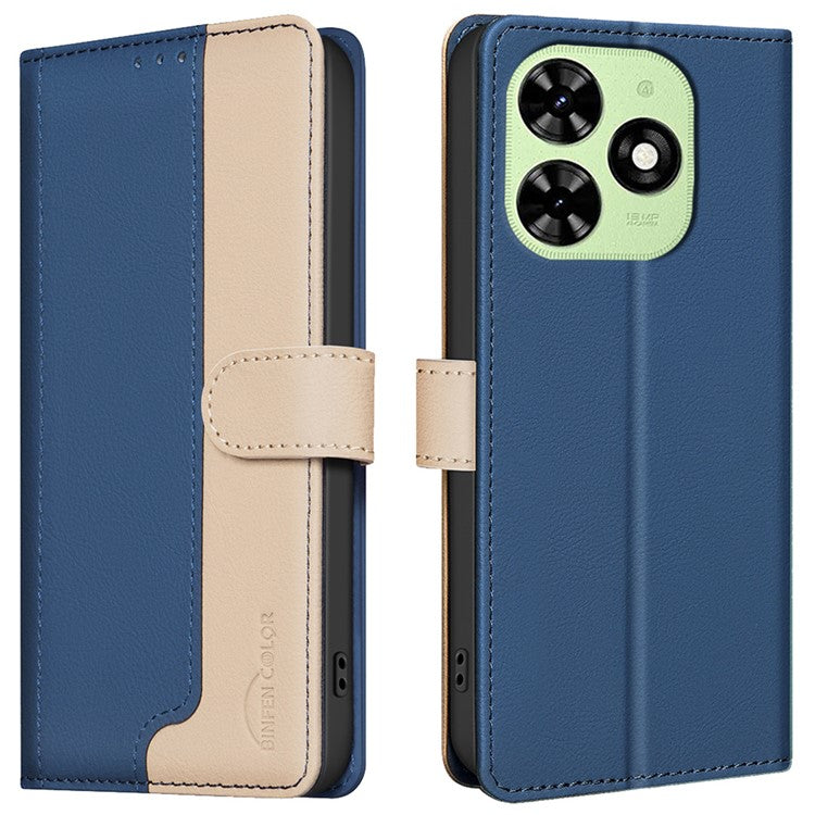 BINFEN COLOR BF33 Case for TECNO Spark 20C / Spark Go 2024 4G / Pop 8 Wallet Phone Leather Cover - Blue