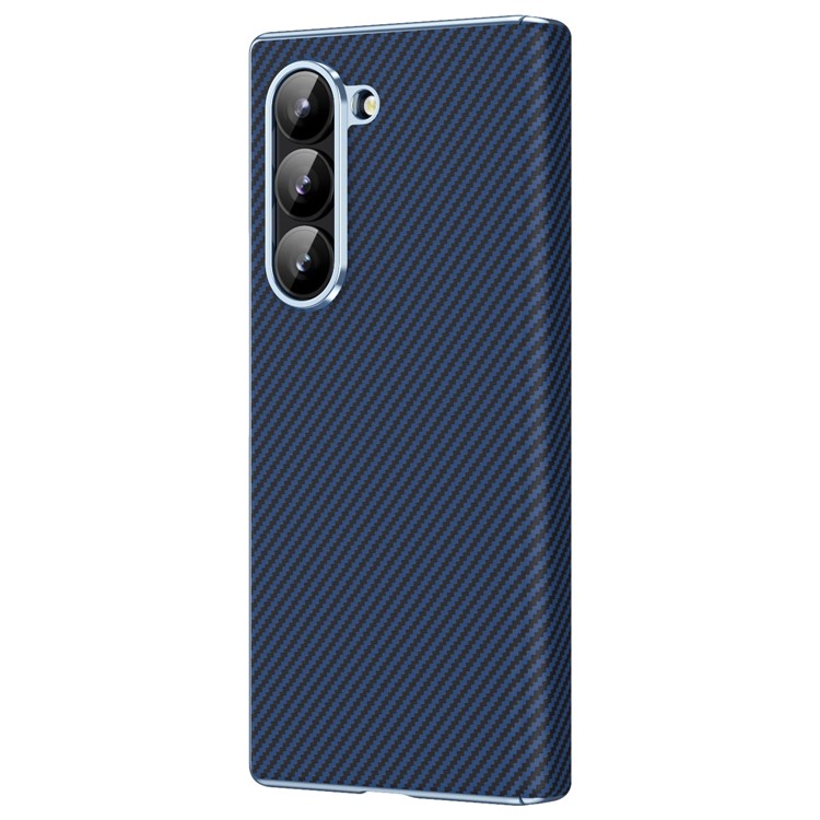 For Samsung Galaxy Z Fold5 5G Case Carbon Fiber Texture Hinge Leather+PC Phone Cover - Blue
