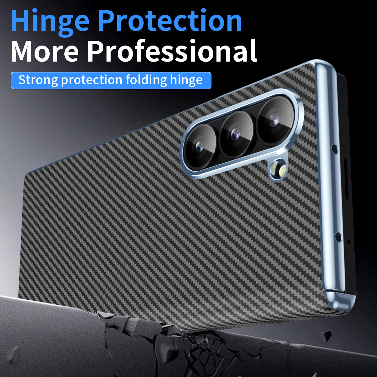 For Samsung Galaxy Z Fold6 5G Case Leather+PC Phone Cover with Hinge Protection - Black