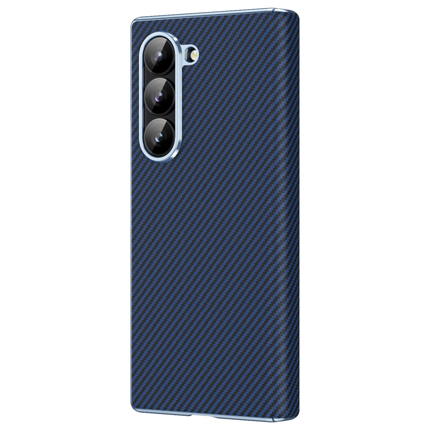 For Samsung Galaxy Z Fold6 5G Case Leather+PC Phone Cover with Hinge Protection - Blue