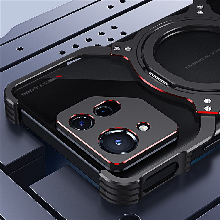 For Asus ROG Phone 8 5G / 8 Pro 5G Bumper Case Frameless Magnetic Kickstand Metal Phone Cover - Black / Red