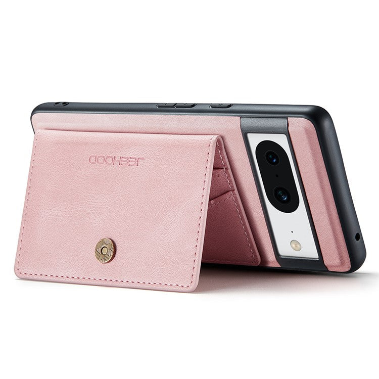 JEEHOOD J01 For Google Pixel 8 Case Vintage Leather Back Phone Cover 2-in-1 Detachable - Pink