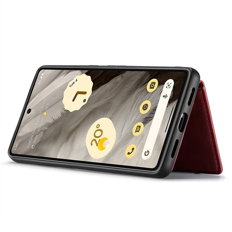 JEEHOOD J01 For Google Pixel 8 Case Vintage Leather Back Phone Cover 2-in-1 Detachable - Red