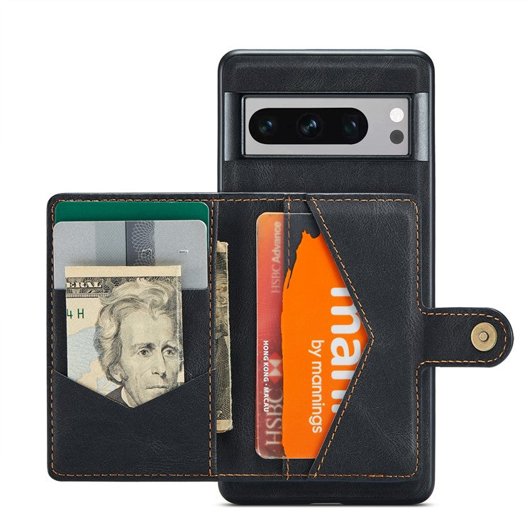 JEEHOOD J01 For Google Pixel 8 Pro Case PU Leather Card Bag Detachable 2-in-1 Back Cover - Black