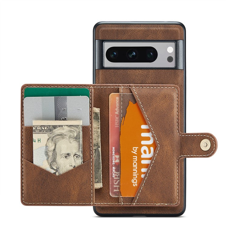 JEEHOOD J01 For Google Pixel 8 Pro Case PU Leather Card Bag Detachable 2-in-1 Back Cover - Brown