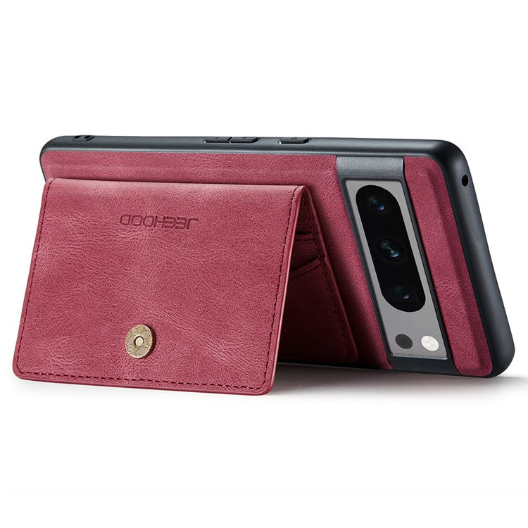 JEEHOOD J01 For Google Pixel 8 Pro Case PU Leather Card Bag Detachable 2-in-1 Back Cover - Red