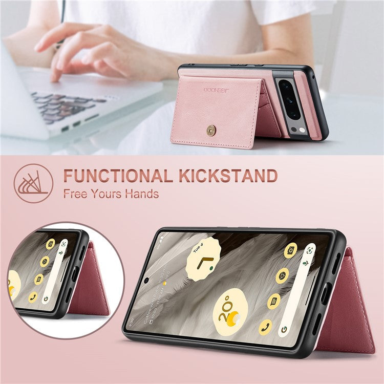 JEEHOOD J01 For Google Pixel 8 Pro Case PU Leather Card Bag Detachable 2-in-1 Back Cover - Pink