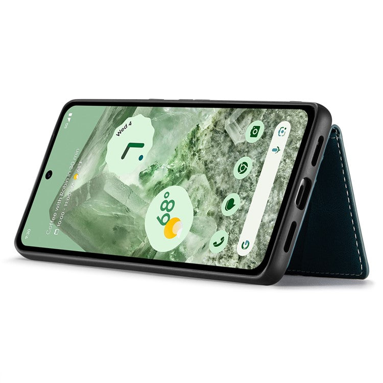 JEEHOOD J01 For Google Pixel 8a Case Leather + TPU Retro Phone Cover Detachable Magnetic Back Card Pocket - Blue