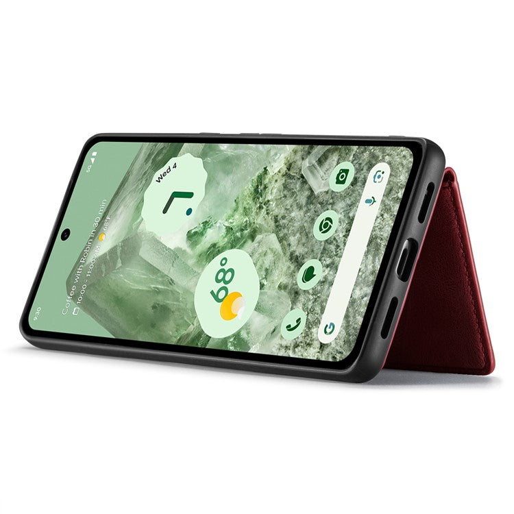 JEEHOOD J01 For Google Pixel 8a Case Leather + TPU Retro Phone Cover Detachable Magnetic Back Card Pocket - Red