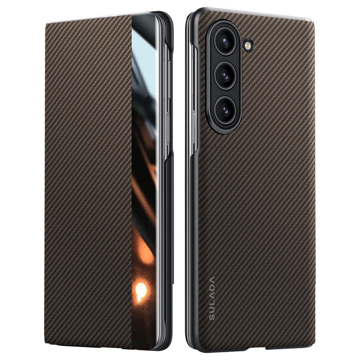 SULADA For Samsung Galaxy Z Fold6 5G Case Card Slot Leather Phone Cover Magnetic Wireless Charging - Brown