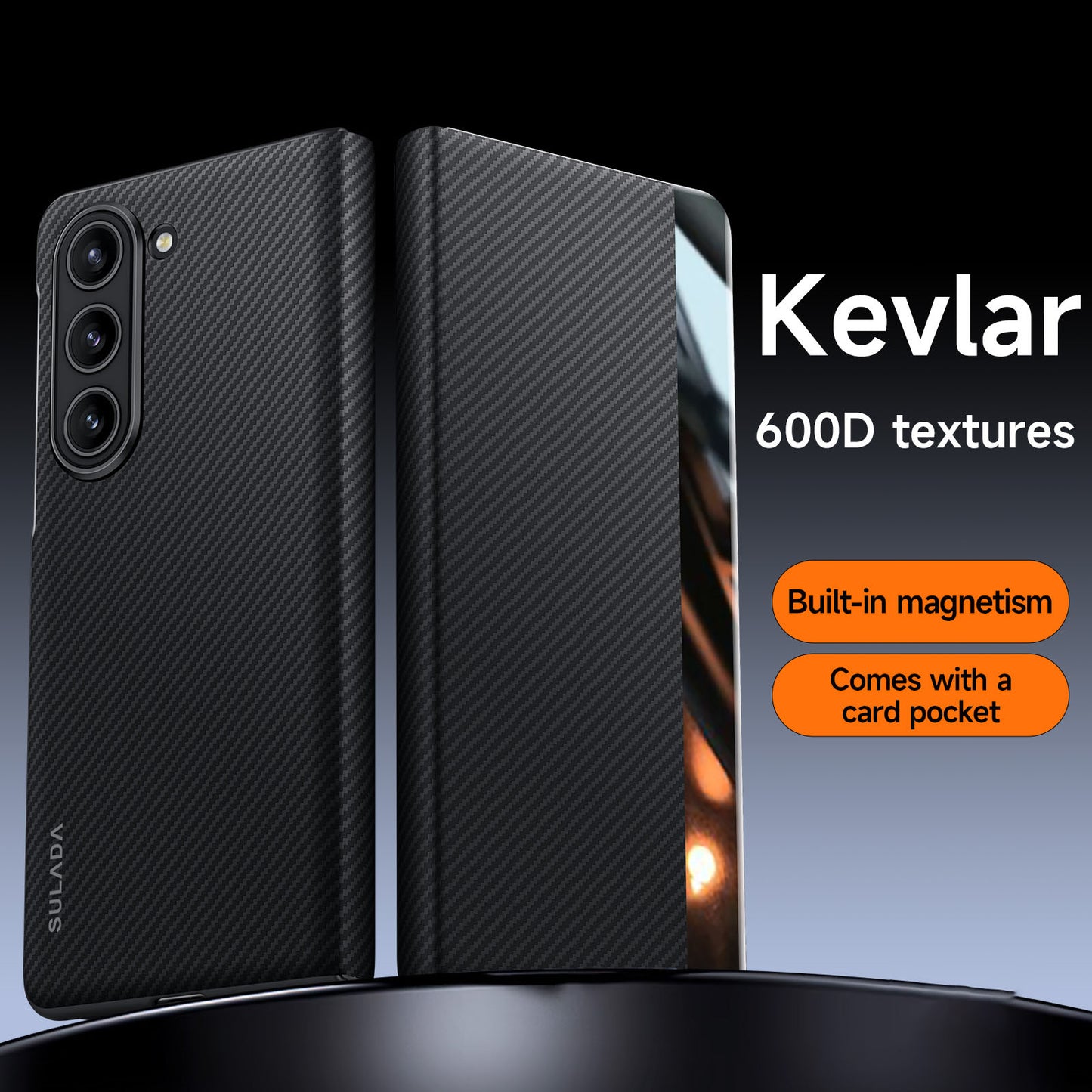 SULADA For Samsung Galaxy Z Fold6 5G Case Card Slot Leather Phone Cover Magnetic Wireless Charging - Brown