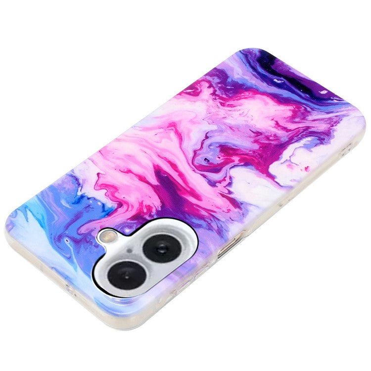 For iPhone 16 Plus Case Marble Pattern Anti-scratch TPU Soft Phone Cover - Rose