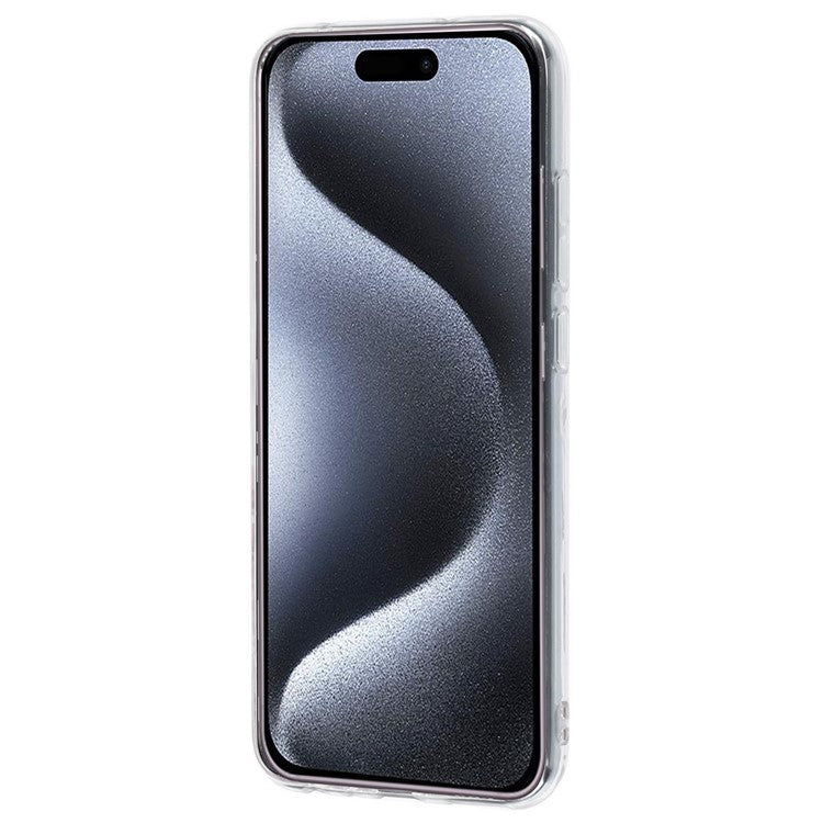 For iPhone 16 TPU Case Marble Pattern Print Protective Phone Cover - Grey